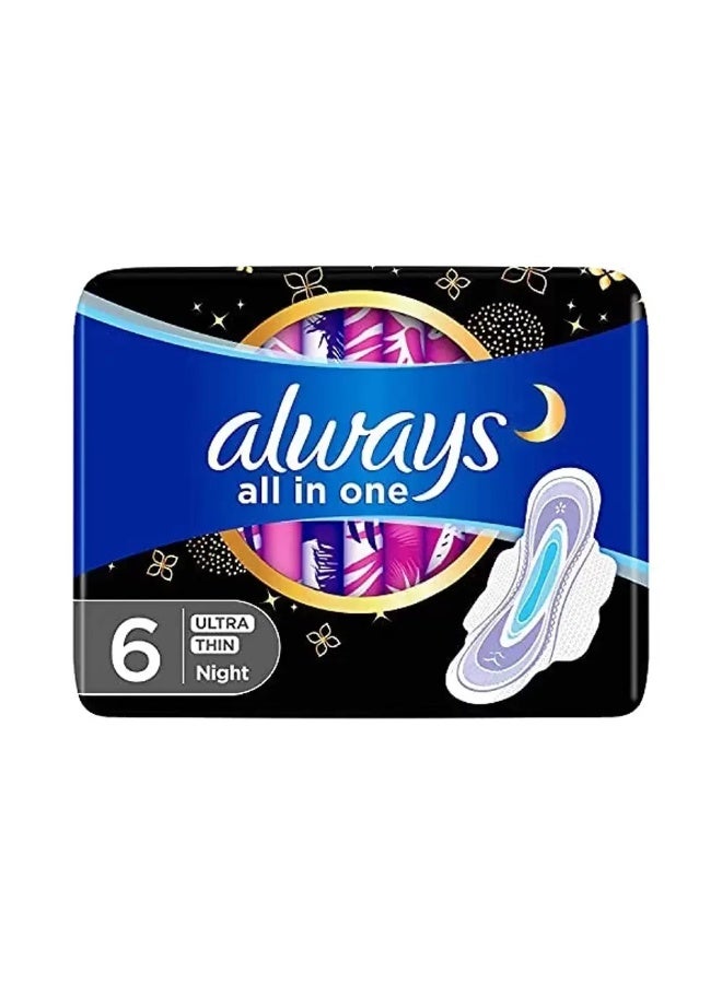 Always All in one Ultra Thin Night Sanitary Pads with Wings- Pack of 6 Pcs - Image 1