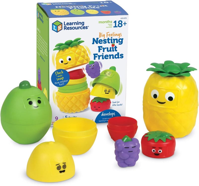 Learning Resources Big Feelings Nesting Fruit Friends - Social Emotional Toys for Toddlers, 9 Pieces, Ages 18+ Months - Image 1
