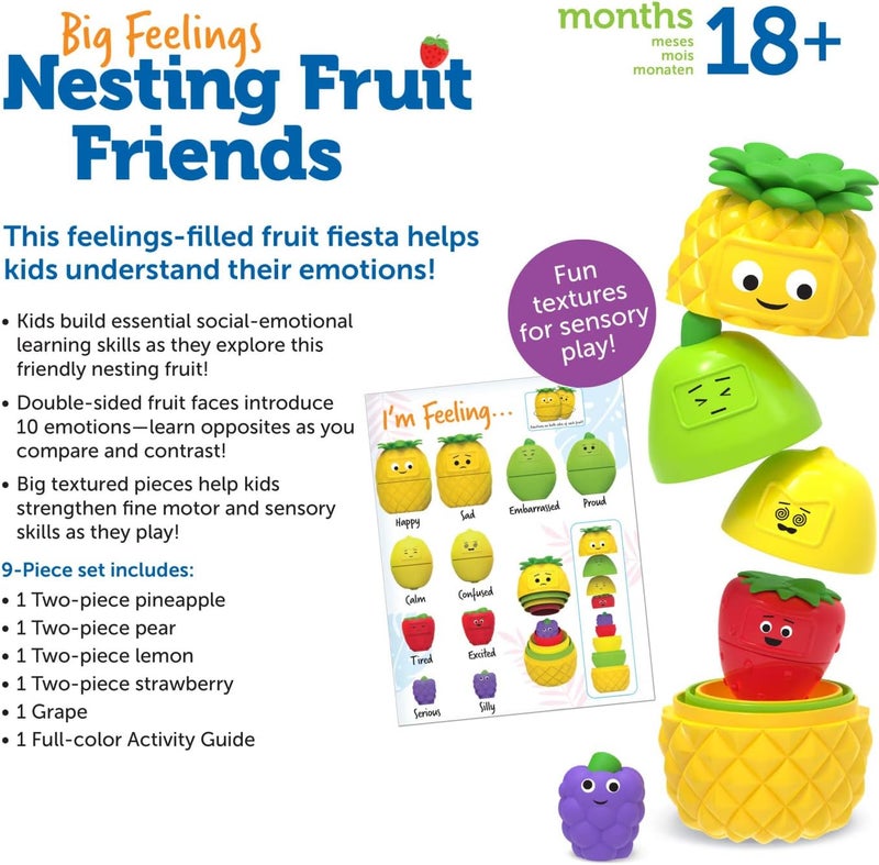 Learning Resources Big Feelings Nesting Fruit Friends - Social Emotional Toys for Toddlers, 9 Pieces, Ages 18+ Months - Image 4