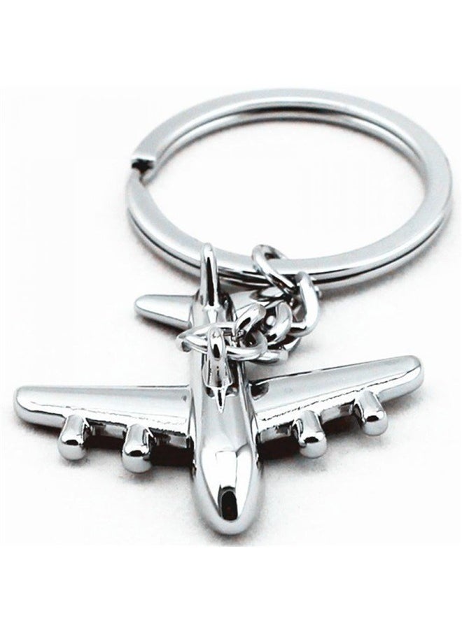 Generic - Polished Silver Aircraft Airplane Model Metal Keychain Key Chain Ring Keyfob Keyring(Airplane) - Image 1