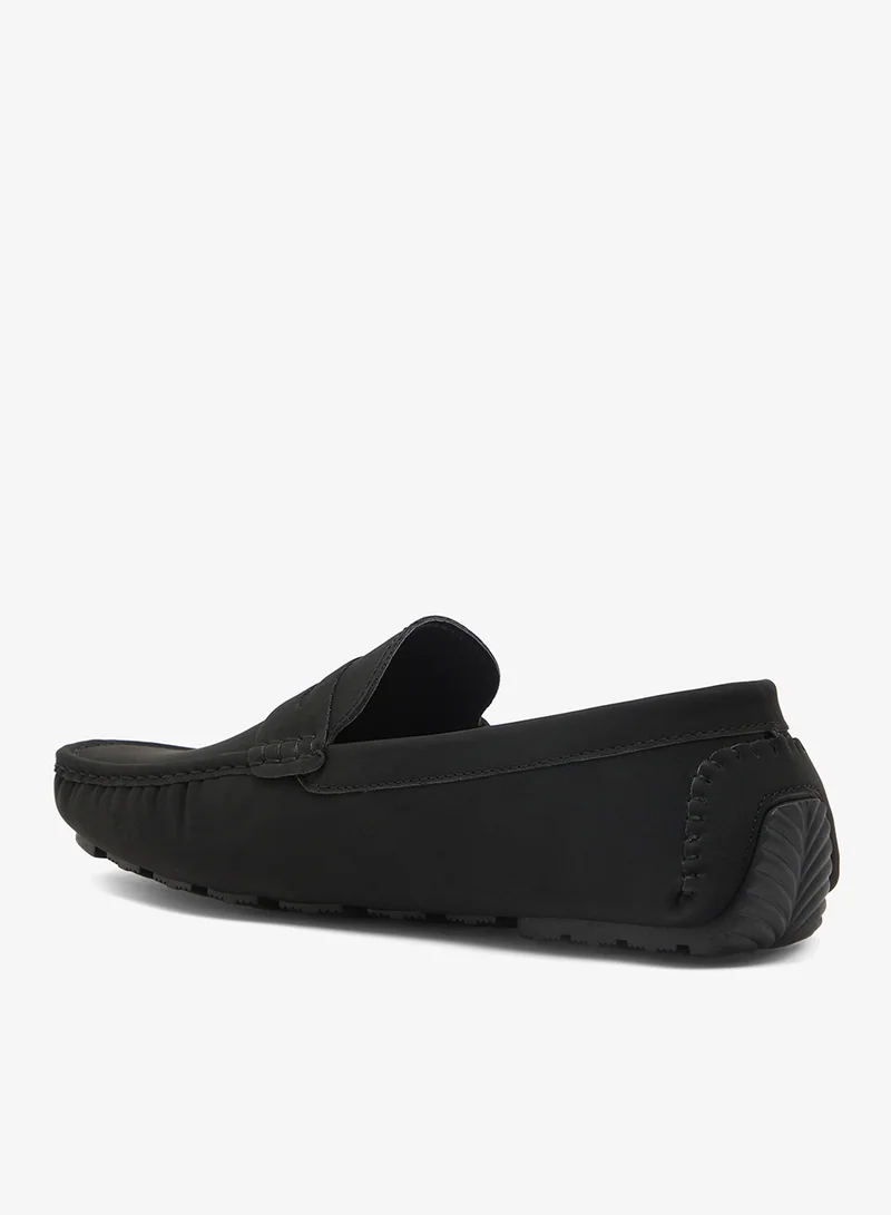 برايف سول حذاء رجالي أسود من جلد سويدي صناعي سادة بنعل أسود