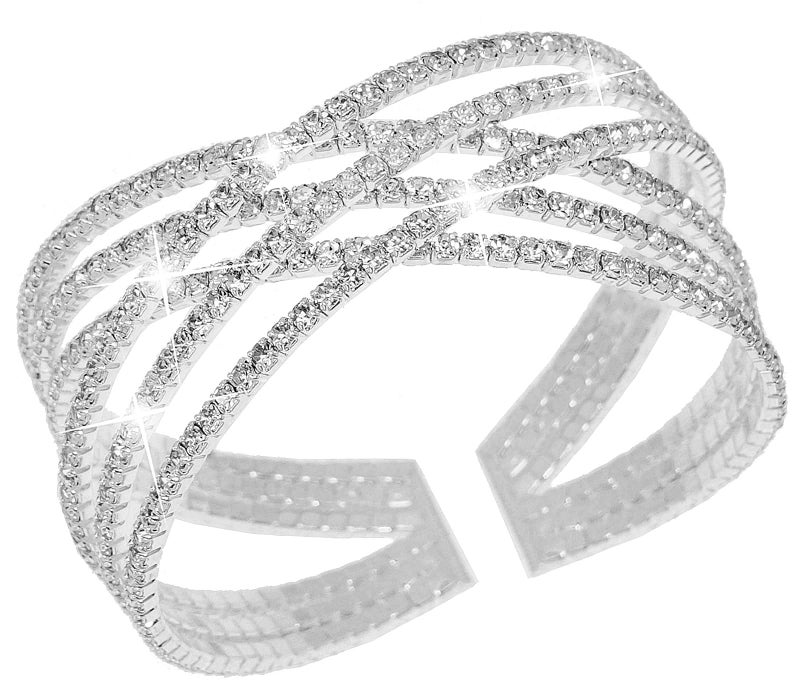 Suyi Rhinestone Bracelet for Women Silver Multilayer Cuff Bracelet Craystal Braidal Bracelets Silver 1 - Image 1
