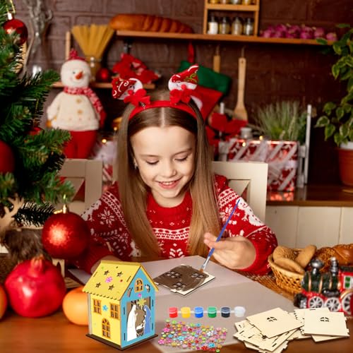 Fennoral 14 Pack Christmas Nativity Craft for Kids Make You Own 3D Jesus House DIY Coloring Wooden Religious Christian Nativity Craft for Christmas Art Activities Xmas Party Decoration - Image 3