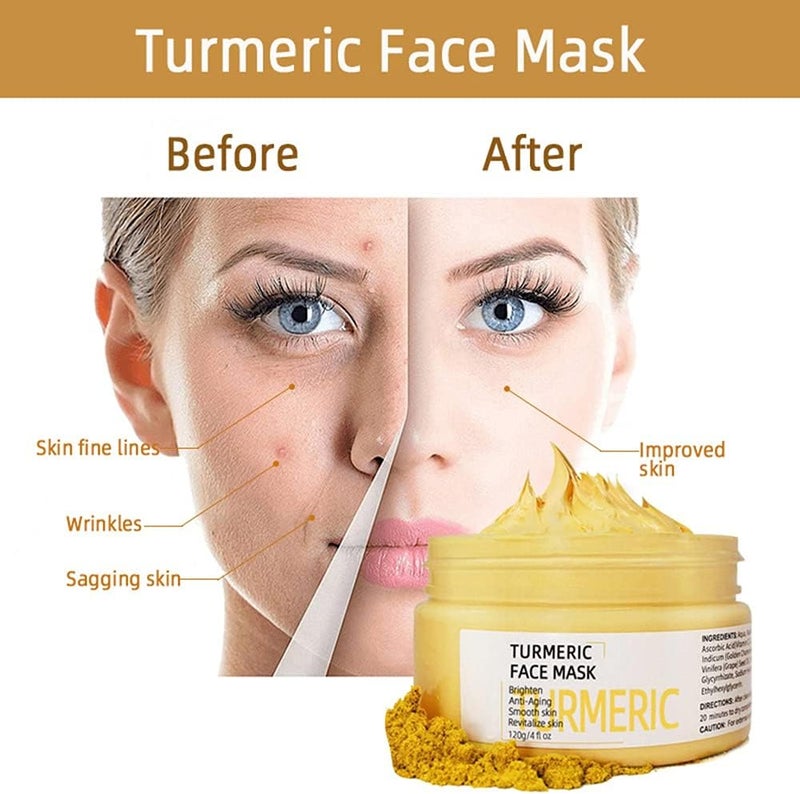 ويوبلز قناع الوجه من طين الكركم، طين الكاولين الطبيعي، قناع الوجه بالكركم للعناية بالبشرة، للتحكم في حب الشباب والزيوت الزائدة وتضييق المسام، طين مغذي ومُعالج - Image 3