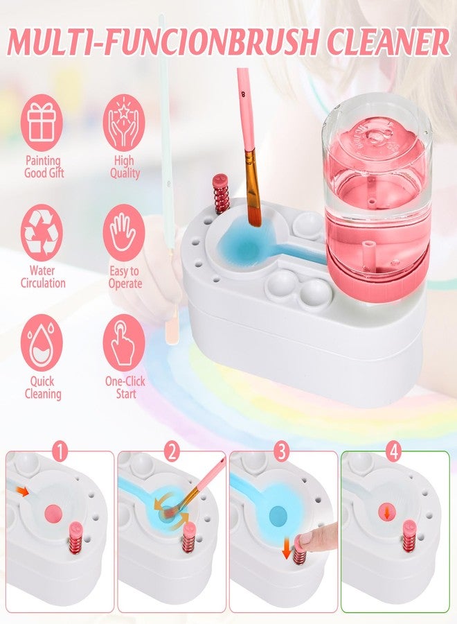 PXFAYSFQ 2025 New Painting Station, Paint Brush Cleaner (Pre-Assembled) and Silicone Painting Mat 20"X16" Silicone Art Mat with 10 Paint Brushes for Artist Kids Adults Birthday Gifts (Pink) - Image 4