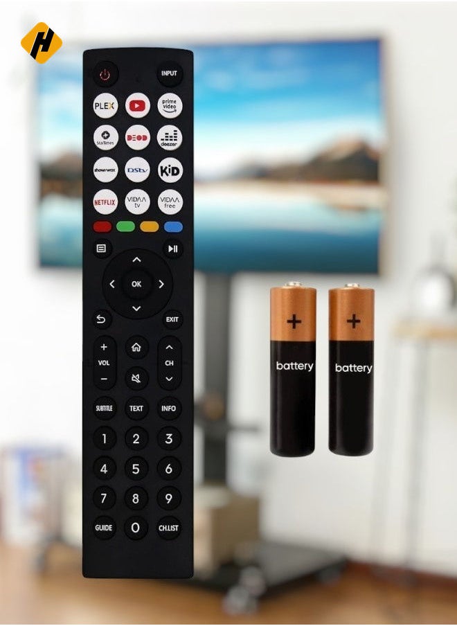 HuHa - New Universal Replacement Remote Control for Hisense TV – Compatible with Hisense Vida 40A4KV, 32A4KV, 43A4KV, 43A4KV NJAL NKHM – No Setup Required with Battery Included - Image 1