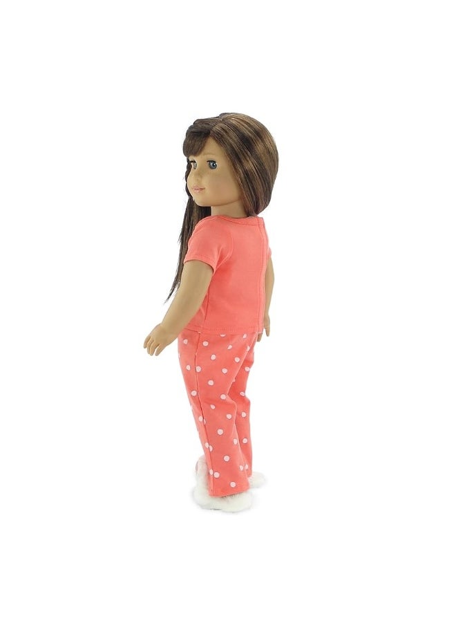 Emily Rose - Emily Rose 18 Inch Doll Coral Polka Dot Pajamas PJs Gift Set, with 18" Doll Easter Bunny Slippers! | Gift Boxed! | Compatible with 18-in American Girl and Similar Dolls - Image 1