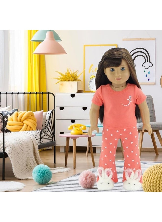 Emily Rose - Emily Rose 18 Inch Doll Coral Polka Dot Pajamas PJs Gift Set, with 18" Doll Easter Bunny Slippers! | Gift Boxed! | Compatible with 18-in American Girl and Similar Dolls - Image 1