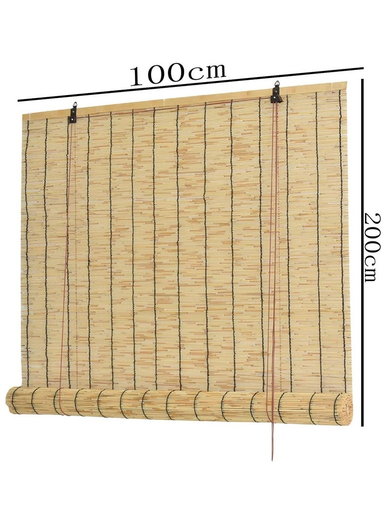 HOME TASTE Natural Reed Bamboo Roller Blind with Accessories (Small) – Light-Filtering Retro Window Shade for Home, Office, Balcony & Courtyard – Decorative & Easy to Install  - Image 2