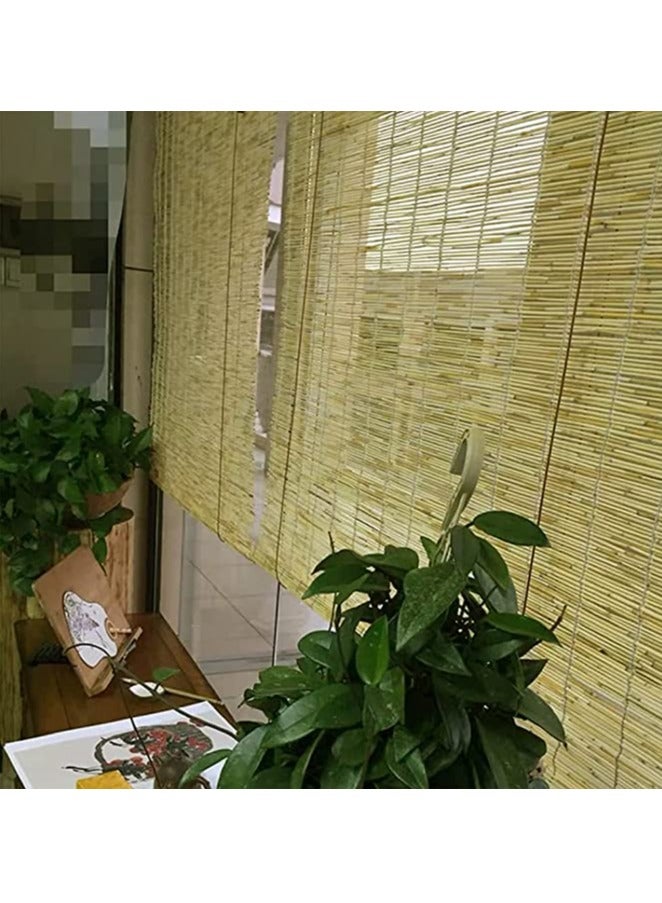 HOME TASTE Natural Reed Bamboo Roller Blind with Accessories (Small) – Light-Filtering Retro Window Shade for Home, Office, Balcony & Courtyard – Decorative & Easy to Install  - Image 5