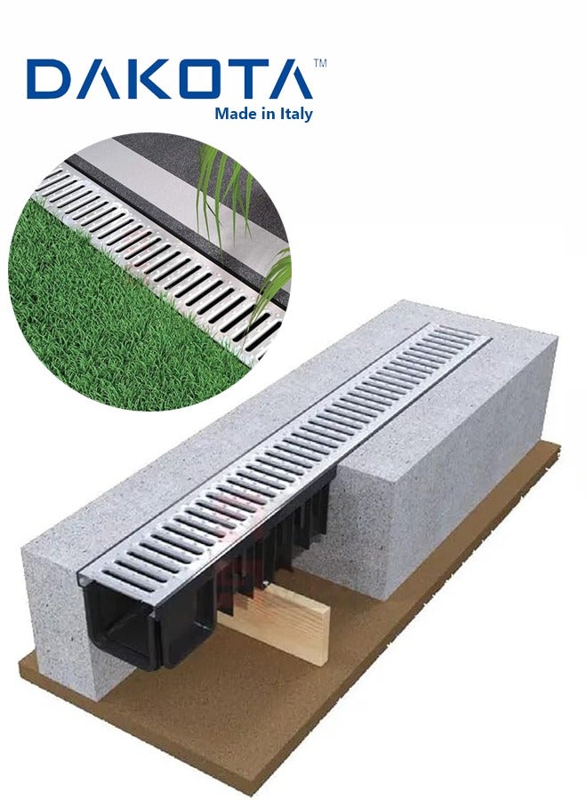 Dakota Floor Channel Grating | Galvnized Steel Drainage Channel Gratting with Bottom Trunch for Kitchen, Water Rain Storm, Wet Room, Garden,Butchery Area and all Indoor and Out Door Spaces (1Mtr Length ) 100x15 HDPE Plastic and Galvnized Steel Grating, Loading A-125(1.5 Ton)-Made in Italy - Image 3