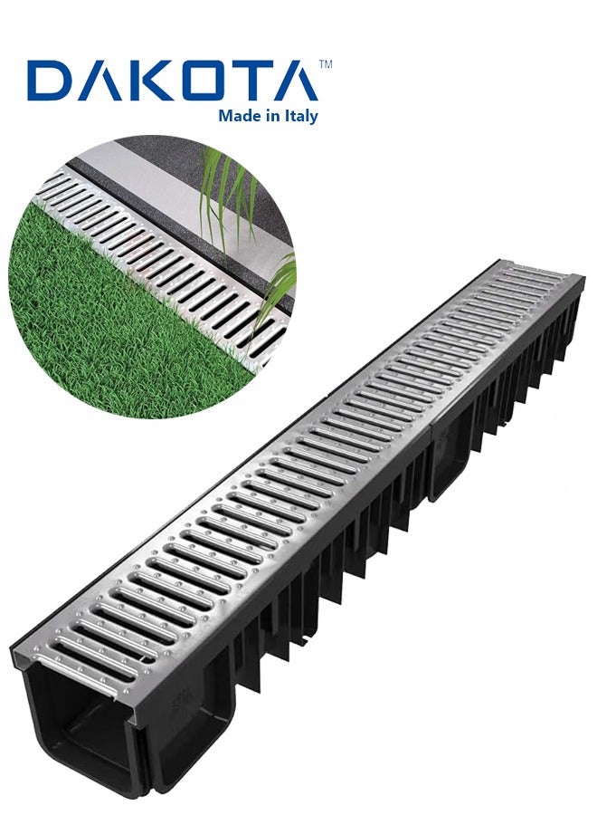Dakota Floor Channel Grating | Galvnized Steel Drainage Channel Gratting with Bottom Trunch for Kitchen, Water Rain Storm, Wet Room, Garden,Butchery Area and all Indoor and Out Door Spaces (1Mtr Length ) 100x15 HDPE Plastic and Galvnized Steel Grating, Loading A-125(1.5 Ton)-Made in Italy - Image 4