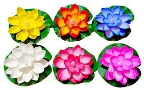 Evisha Evisha Artificial Lotus Floating Flowers Multicolour Set of 6  - Image 2