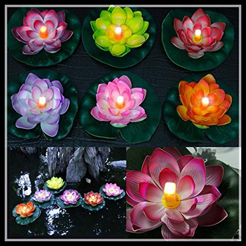 Evisha Evisha Artificial Lotus Floating Flowers Multicolour Set of 6  - Image 1
