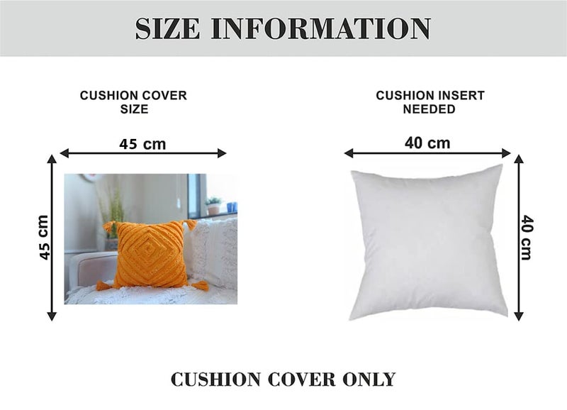IMPEXART PVT LTD Cotton 18x18 Inches Boho Shaggy Square Geometric Desgin Cushion Cover with Tassel for Decor Couch Sofa Bedroom Living Room Farmhouse - Image 5