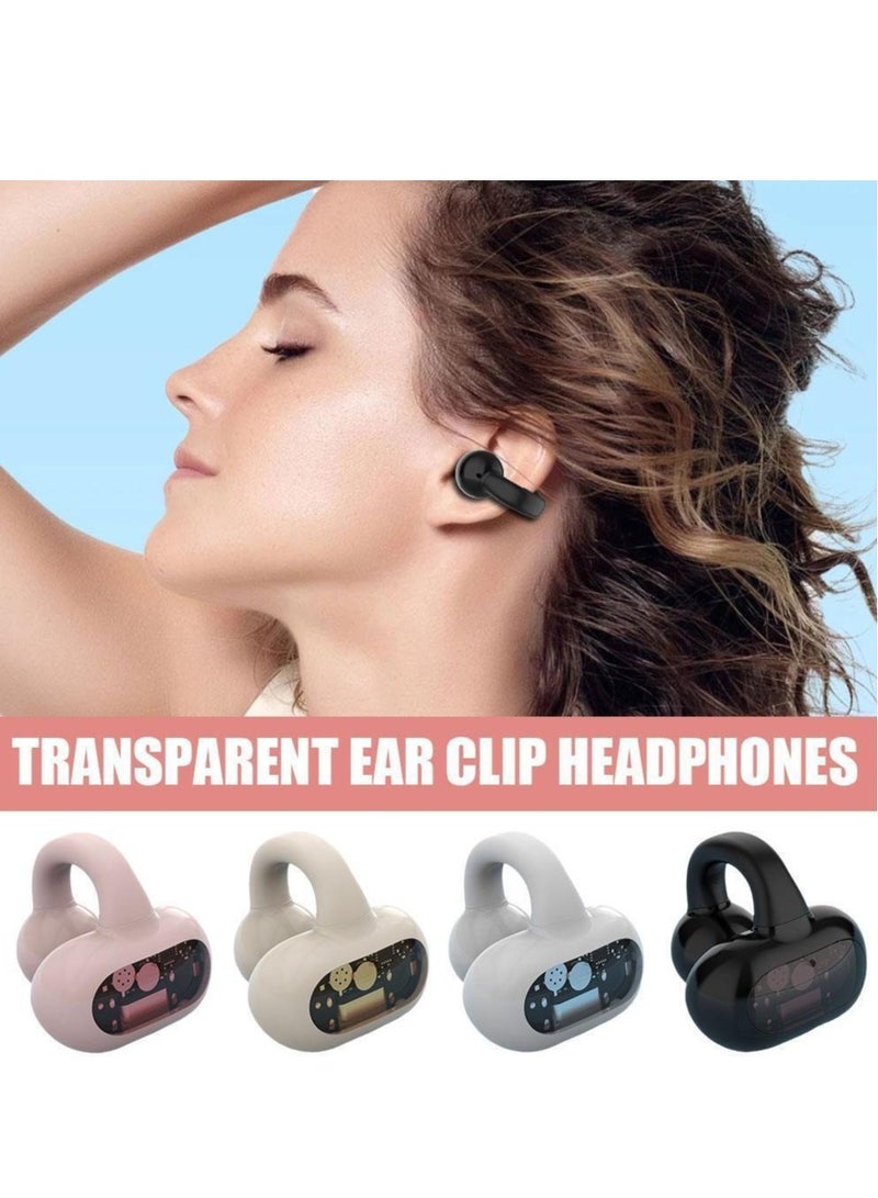Bluetooth 5.4Wireless Earbuds Ear Clip Bone Conduction Headphones Sport-Head(Pink)  - Image 1