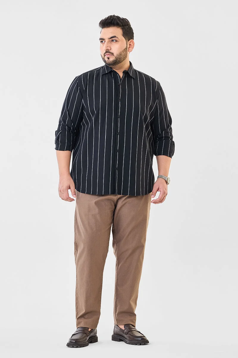 SNITCH Linen Blend Stripes Plus Size Shirt