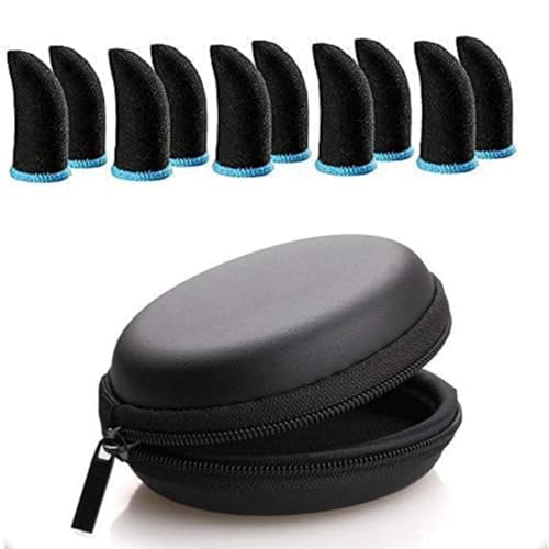 CERLINK 10Pcs with Pouch Mobile Gaming Finger Sleeves Pubg Thumb Gloves Anti-Slip Sweat-Proof Professional Touch Screen Thumbs Finger Sleeve for Pubg Mobile Phone Game - Image 1
