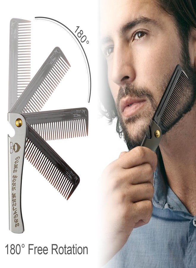 DOERDO DD Foldable Stainless Steel 2 in 1 Pocket Comb and Bottle Opener - Folding Beard Comb for Men, 2 Pack - Image 3