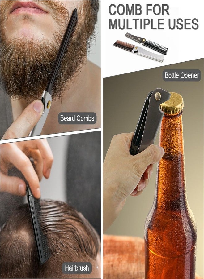 DOERDO DD Foldable Stainless Steel 2 in 1 Pocket Comb and Bottle Opener - Folding Beard Comb for Men, 2 Pack - Image 4