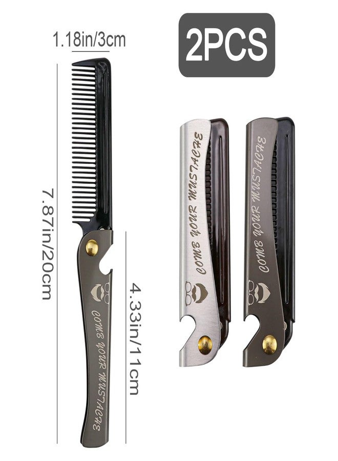 DOERDO DD Foldable Stainless Steel 2 in 1 Pocket Comb and Bottle Opener - Folding Beard Comb for Men, 2 Pack - Image 2