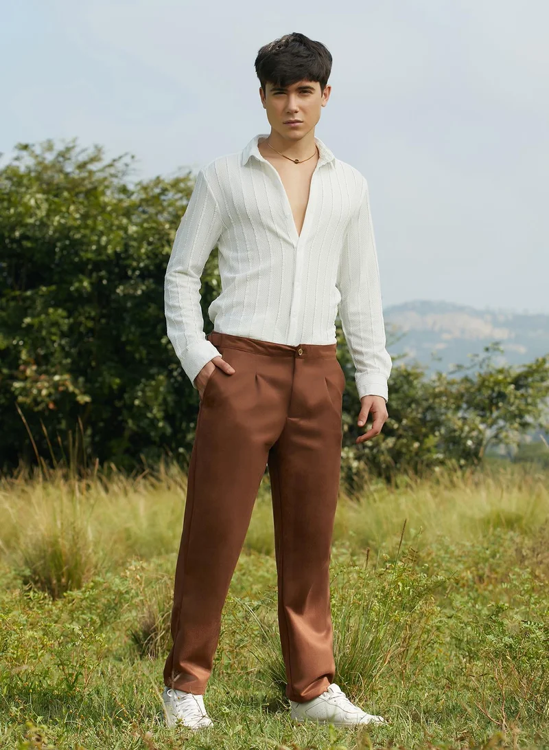 كامبوس سوترا Men's Chocolate Brown Tailored Suede Trousers