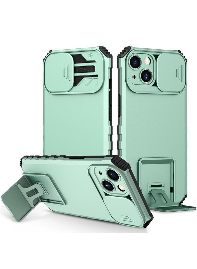 اس-توب جراب لهاتف iPhone 15 مزود بحامل مجسم وغطاء منزلق للكاميرا - Image 1