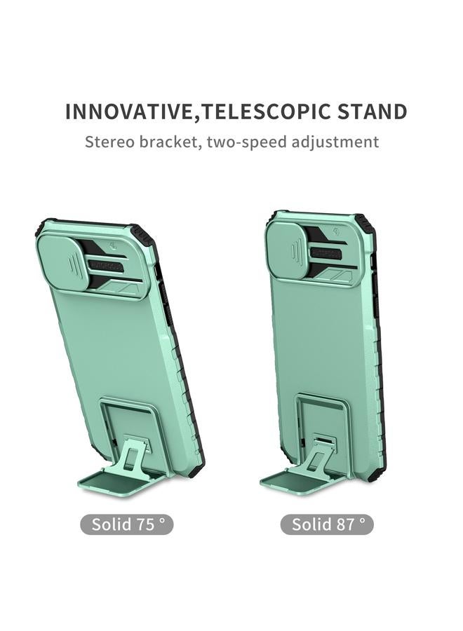 اس-توب جراب لهاتف iPhone 15 مزود بحامل مجسم وغطاء منزلق للكاميرا - Image 3