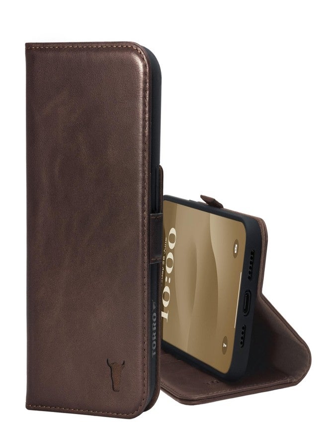 TORRO Case Compatible with iPhone 15 Pro Max - Genuine Leather Case with Stand Function and Card Slots (Compatible with Official MagSafe Chargers) - Dark Brown - Image 1