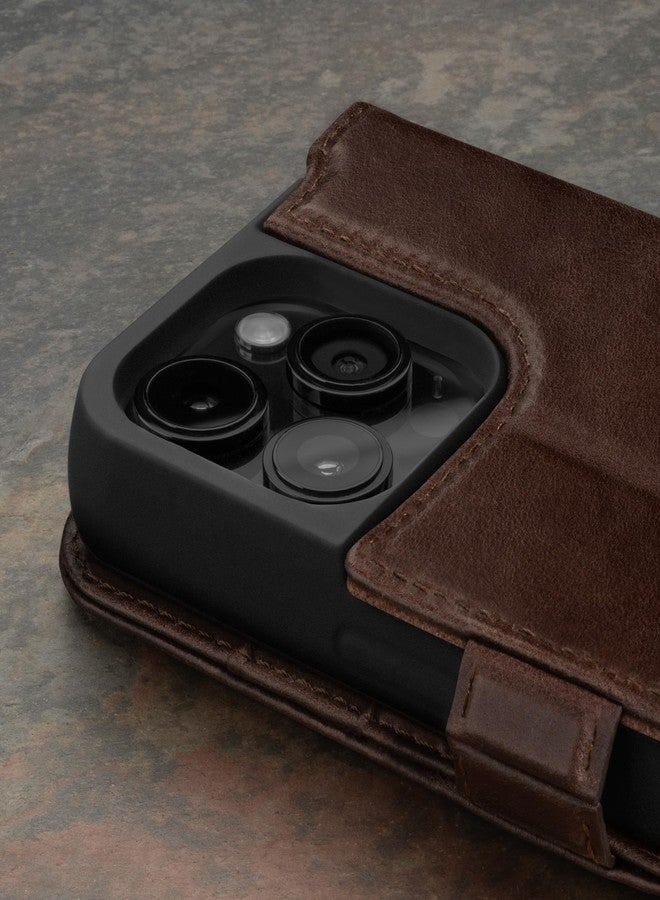 TORRO Case Compatible with iPhone 15 Pro Max - Genuine Leather Case with Stand Function and Card Slots (Compatible with Official MagSafe Chargers) - Dark Brown - Image 5