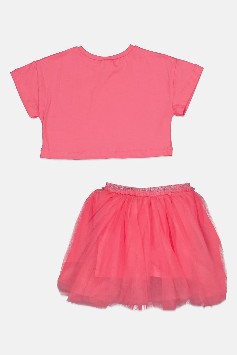 MISS Kids Girl Short Sleeves Sequin Top And Skort Set, Pink  - Image 2