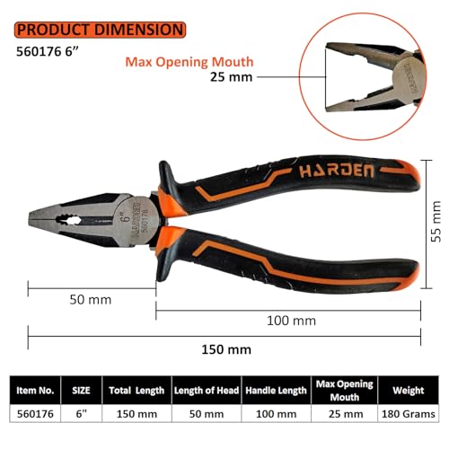 Harden 6" Multi-Functional Professional Combination Plier Carbon Steel with Anti Slip Handle - 560176 - Image 3