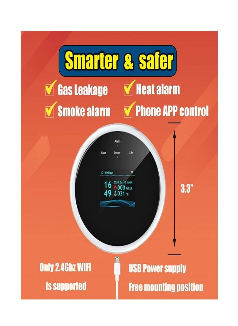 Arabest - Smart WiFi Natural Gas Leak Detector, APP Remote Monitor, Pulg in Wall, Combustible Flammable Inflammable Sniffer Sensor for LPG Methane Propane Butane Gases Fire Alarm for Home Kitchen - Image 1
