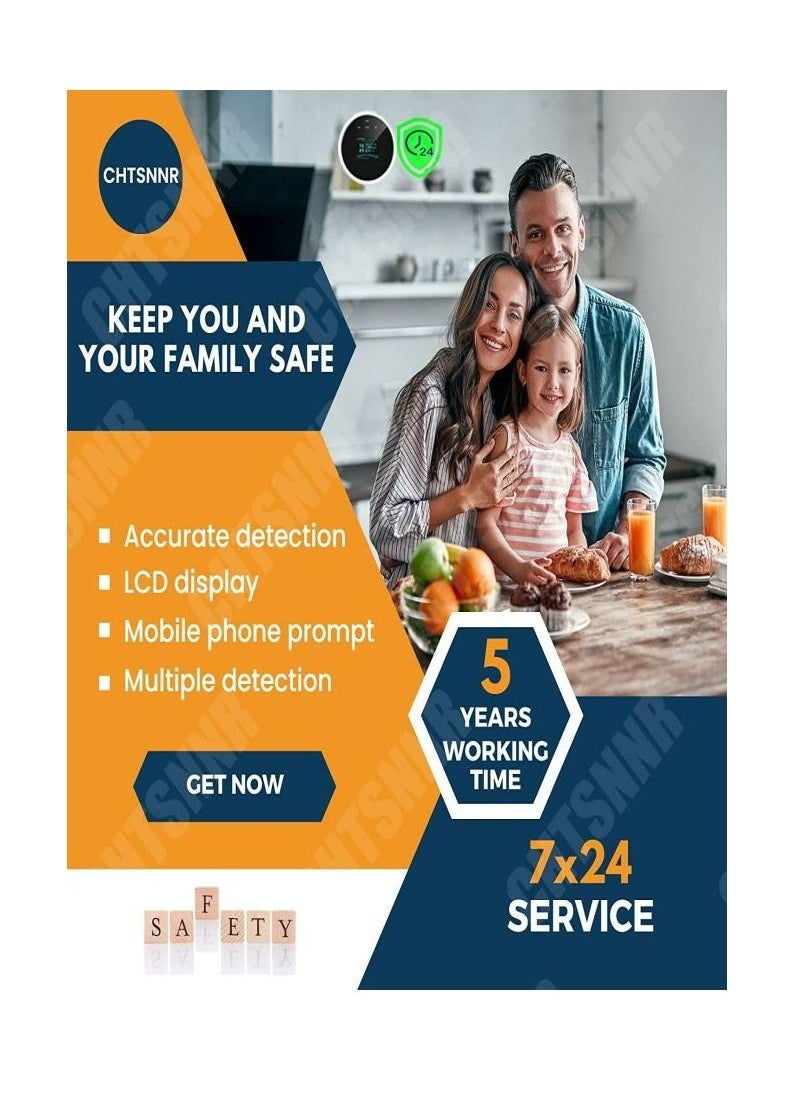 Arabest - Smart WiFi Natural Gas Leak Detector, APP Remote Monitor, Pulg in Wall, Combustible Flammable Inflammable Sniffer Sensor for LPG Methane Propane Butane Gases Fire Alarm for Home Kitchen - Image 1