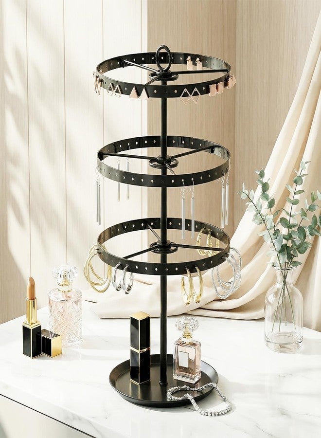 Adugay Rotating Earring Holder Organizer,Large and Small Stud Earring Display Tree Stand for Girls Womenm,3 Tiers Hanging Pierced Earring Rack for Selling,Jewelry Storage Stand for Vendors (Black) - Image 2