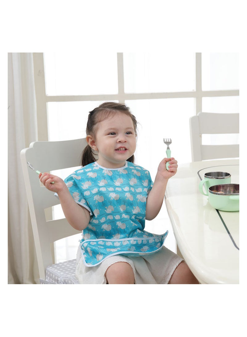SYOSI Junior Bib, Short Sleeve Toddler Bib, Smock for Kids 1-3 Years, Waterproof Fabric  - Image 5