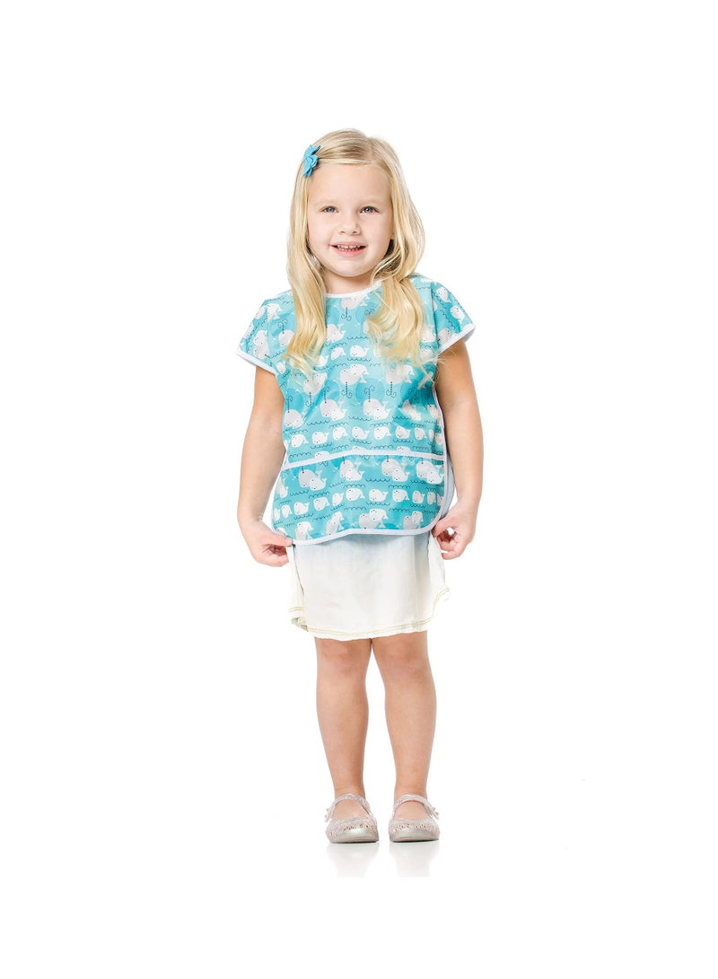 SYOSI Junior Bib, Short Sleeve Toddler Bib, Smock for Kids 1-3 Years, Waterproof Fabric  - Image 3