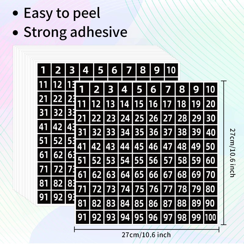 STARLIBOO Number Stickers Labels, 1 inch Square Small Consecutive Number Stickers Labels 1-100, Self-Adhesive for Office, Classroom, Indoor, Boxes, Storage (1000, Black) - Image 3