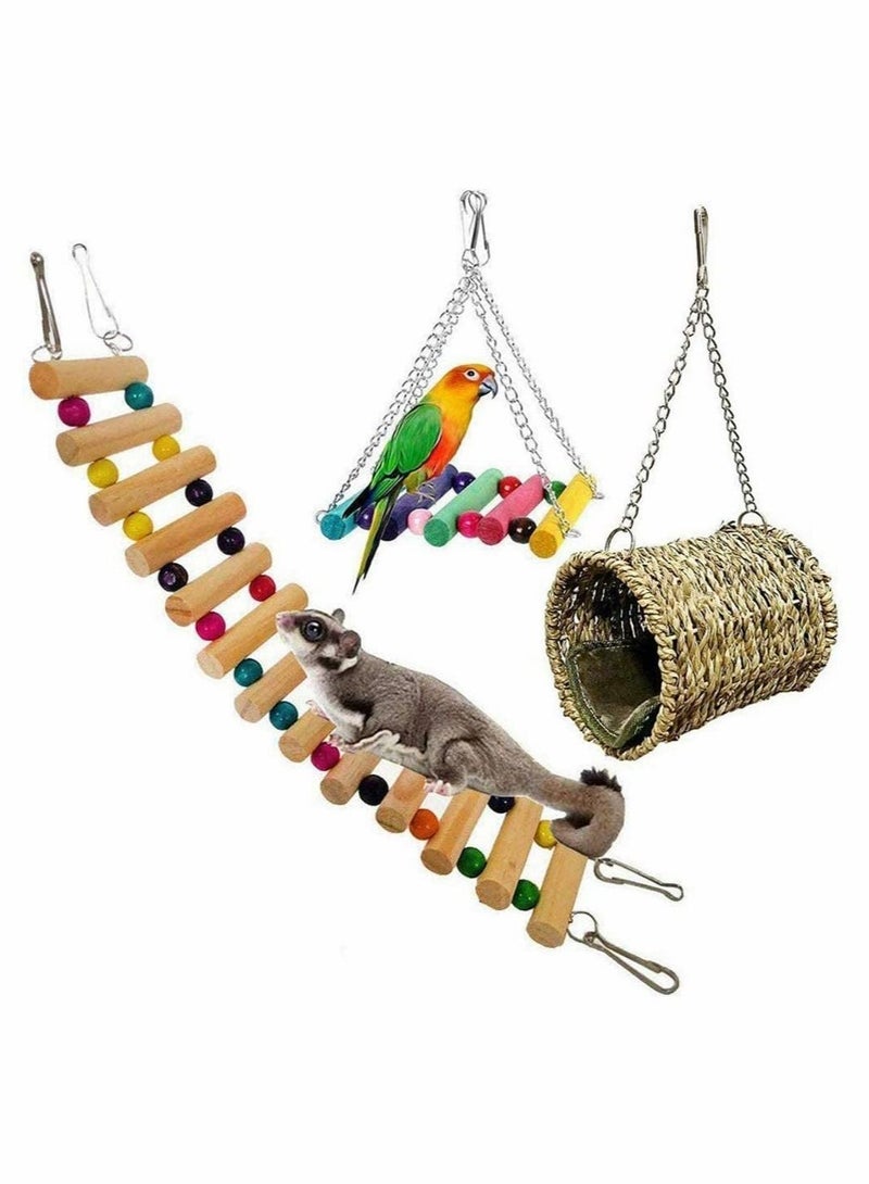 Excefore Pet Hammock Hamster Hanging Toy 3 Piece Set House Hanging Bed Cage Toys for Small Animal  - Image 3