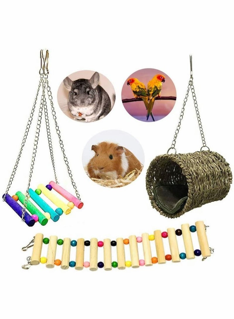 Excefore Pet Hammock Hamster Hanging Toy 3 Piece Set House Hanging Bed Cage Toys for Small Animal  - Image 4