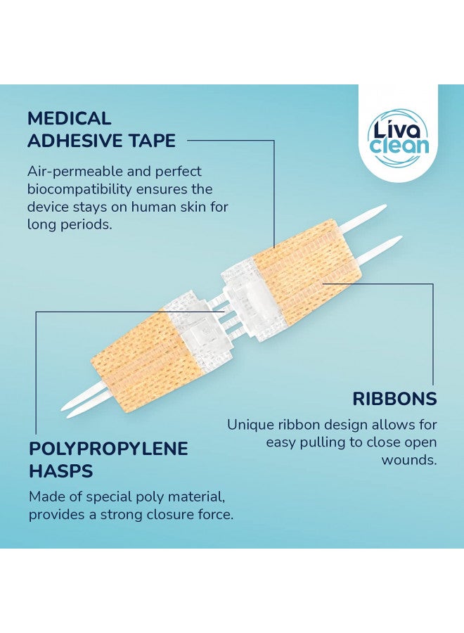 LivaClean (3 CT) 1 X 3.7 Wound Closure Strips - Zip Stitch Wound Closure Kit - Butterfly Closure Kit Device Zip Tie Skin Closure Butterfly Bandaids Adhesive Wound-Closure Glue Steri Strips Bandages Sutures  - Image 2