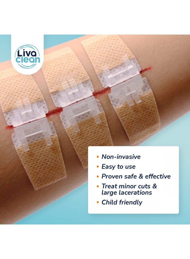 LivaClean (3 CT) 1 X 3.7 Wound Closure Strips - Zip Stitch Wound Closure Kit - Butterfly Closure Kit Device Zip Tie Skin Closure Butterfly Bandaids Adhesive Wound-Closure Glue Steri Strips Bandages Sutures  - Image 3