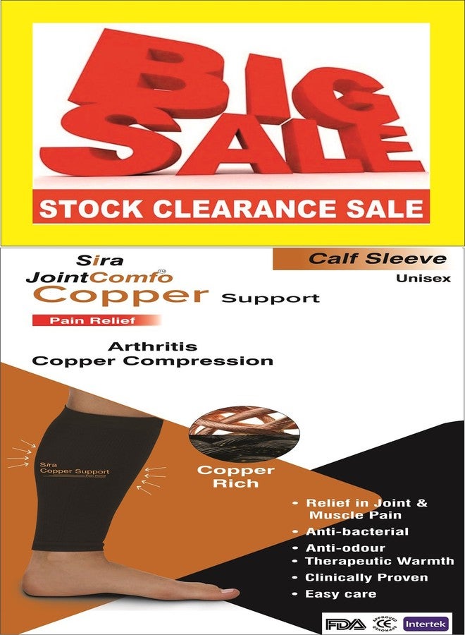 JOINTCOMFO Sira Copper Compression Calf Support Sleeve for Arthritis Swelling Pain Running Marathons Calf Strain Injury Leg Pain Relief for Unisex. Single Sleeve (M) - Image 1