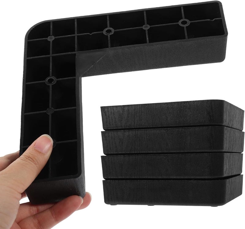Elegant upgraded practical design Abaodam 4pcs Black Plastic L-Shaped Furniture Legs Bed Frame Risers 3.5cm Height Adjustable Sofa Support Feet for Couch and Desk Storage transit efficiency build - Image 4