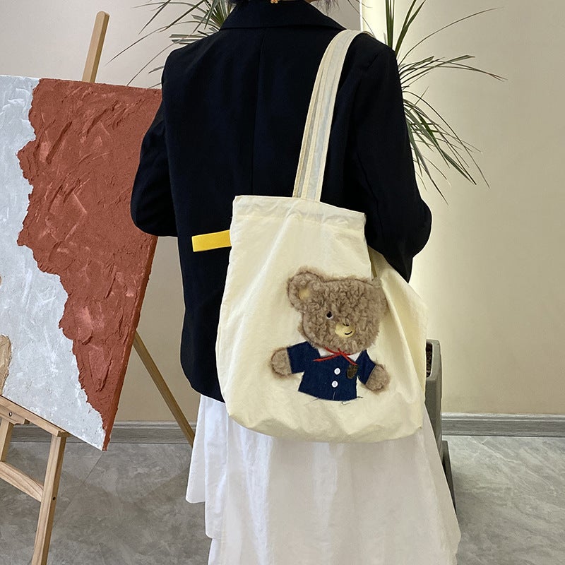 Cute Embroidered All-Match Artistic Shoulder Bag Tote Bag Women'S Lazy Style Large Capacity Commuting Shoulder Bag - Image 1