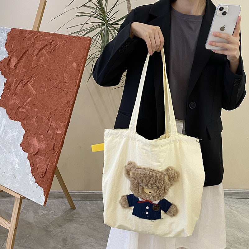 Cute Embroidered All-Match Artistic Shoulder Bag Tote Bag Women'S Lazy Style Large Capacity Commuting Shoulder Bag - Image 2
