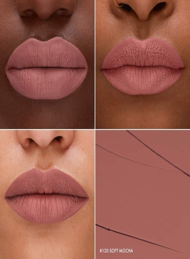 SEPHORA COLLECTION Cream Lip Stain 10HR Liquid Lipstick 120 Soft Mocha - Matte Pink Nude 5ml - Image 2