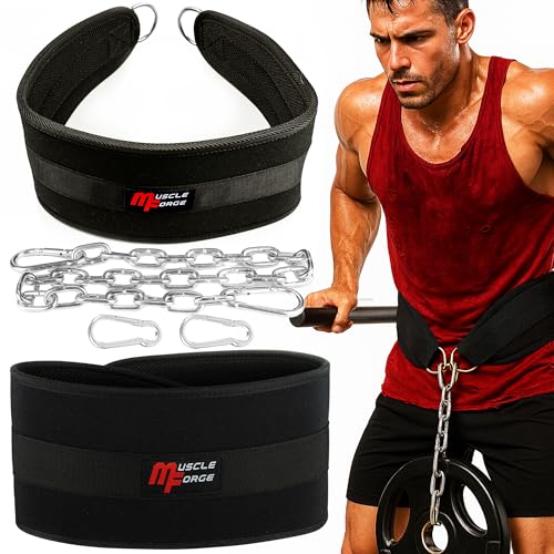 MuscleForge Weighted Dip Belt, Weight Lifting Pull Up Belt up to 530 lbs for Weighted Pullups with Chain and Carabiner, for Men, Strength Training, Bodybuilding - Image 1