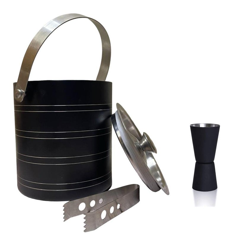 HAINE Ice Bucket with Tong and Measuring jig1500ml Black - Image 1