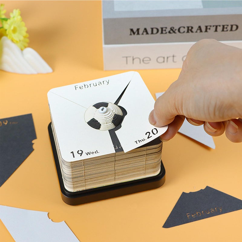 Toutrop 3D Memo Pads Paper, Creative Time Piece 2025 Notepad Artopad Carving Gift Desktop Decoration, Artist DIY Notes With LED Lights Craft - Image 3